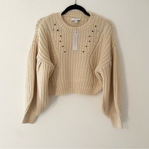 Topshop Balloon Sleeve Cream Sweater